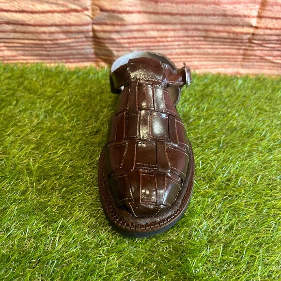 Men's Mexican Comfortable Huaraches Genuine Brown Leather Handmade in Mexico - Picture 3 of 6